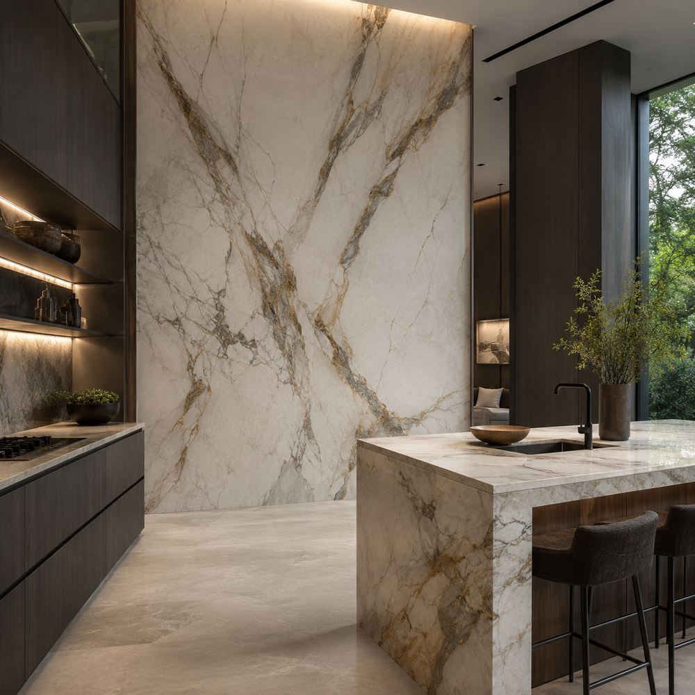 Large format porcelain slabs for Ajax feature walls