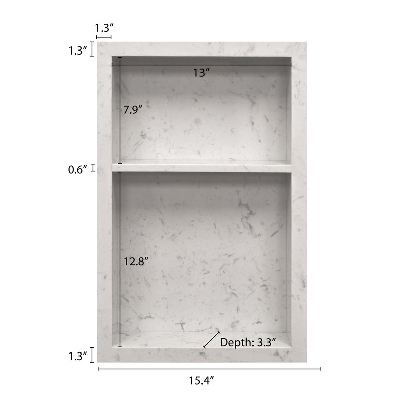 15x24 Shower Niche Carrara Engineered Stone