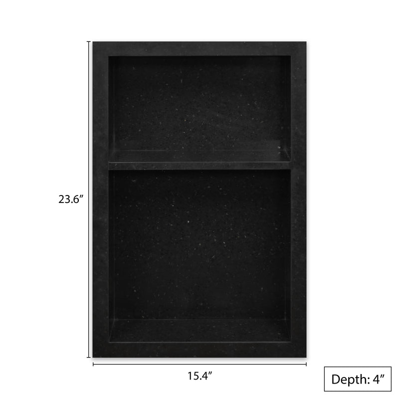 15x24 Shower Niche Black Engineered Stone