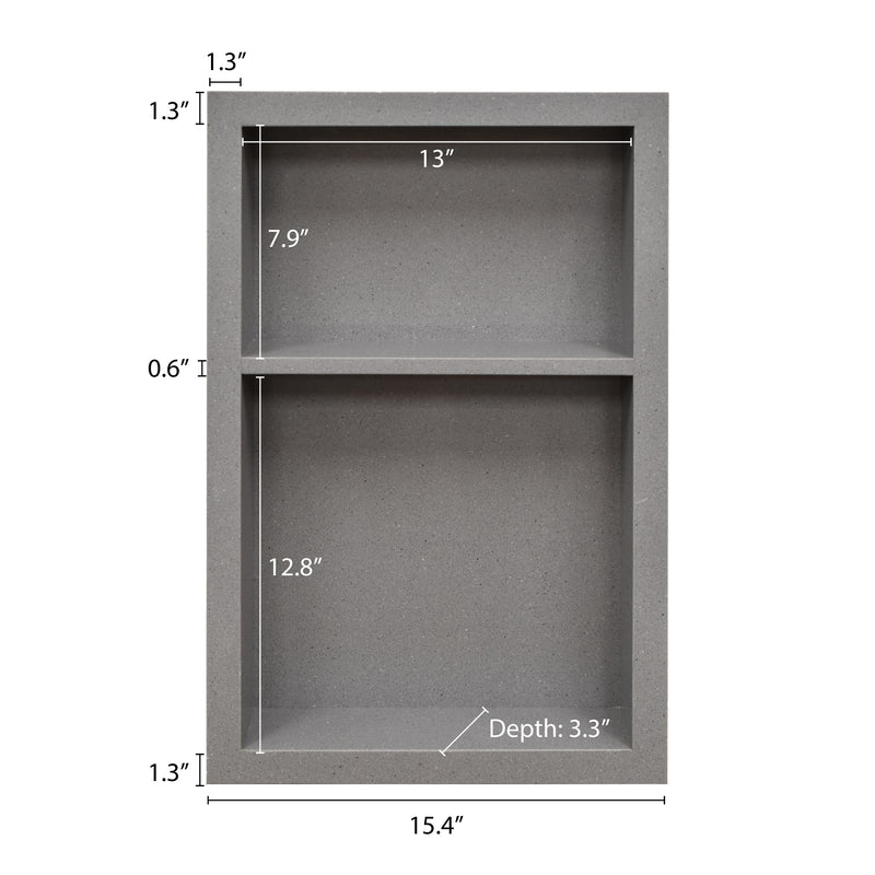 15x24 Shower Niche Grey Engineered Stone