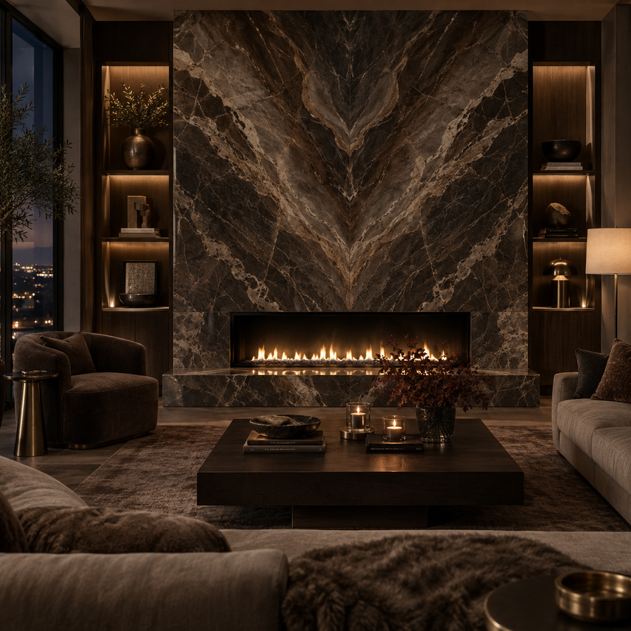 Stone look tile in a King City feature area