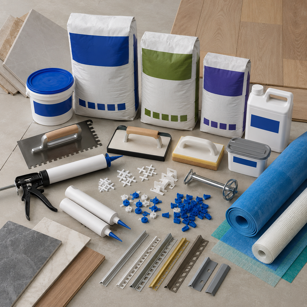 Tile and flooring installation materials for Ajax projects