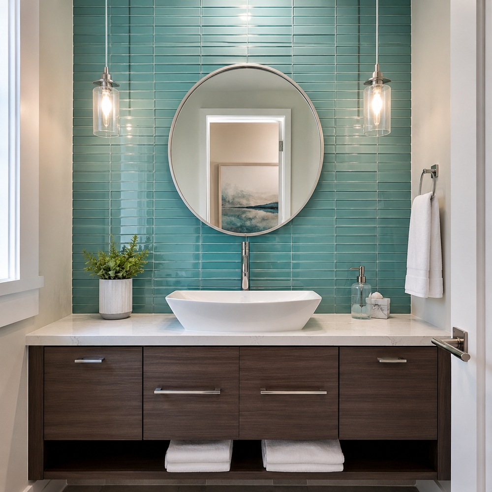 Glass tile for a Burlington kitchen backsplash