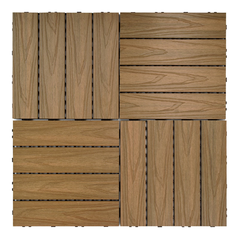 12x12 Teak Wood Plastic Composite Decking Tile (300x300x22 mm)