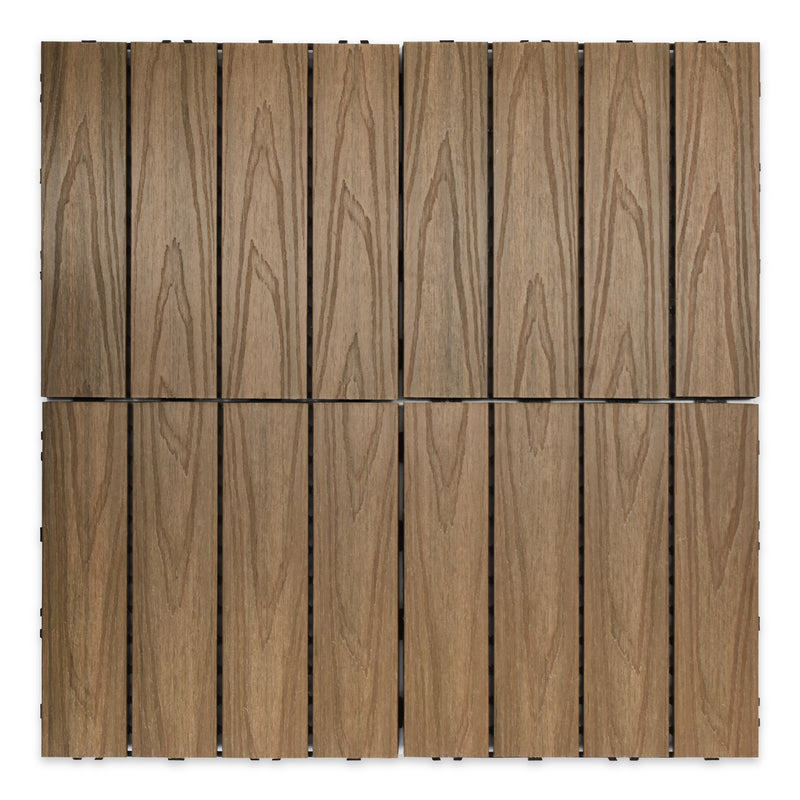 12x12 Teak Wood Plastic Composite Decking Tile (300x300x22 mm)