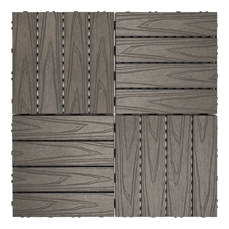 12x12 Stone Grey Wood Plastic Composite Decking Tile (300x300x22 mm)