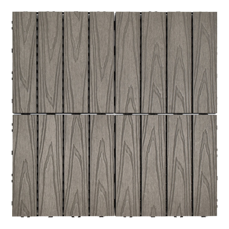 12x12 Stone Grey Wood Plastic Composite Decking Tile (300x300x22 mm)