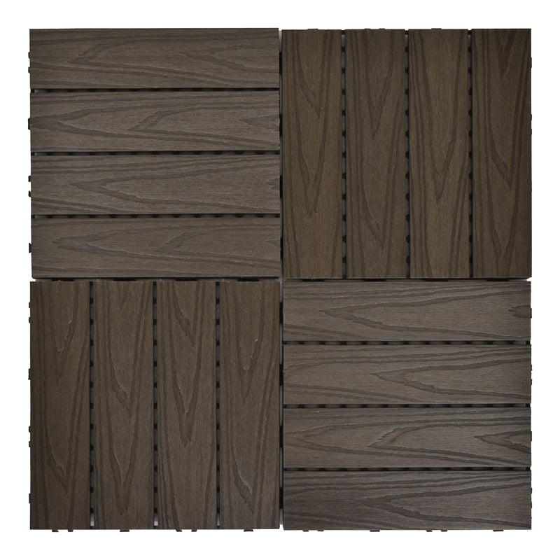 12x12 Walnut Wood Plastic Composite Decking Tile (300x300x22 mm)