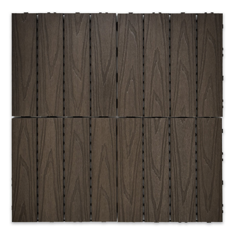 12x12 Walnut Wood Plastic Composite Decking Tile (300x300x22 mm)