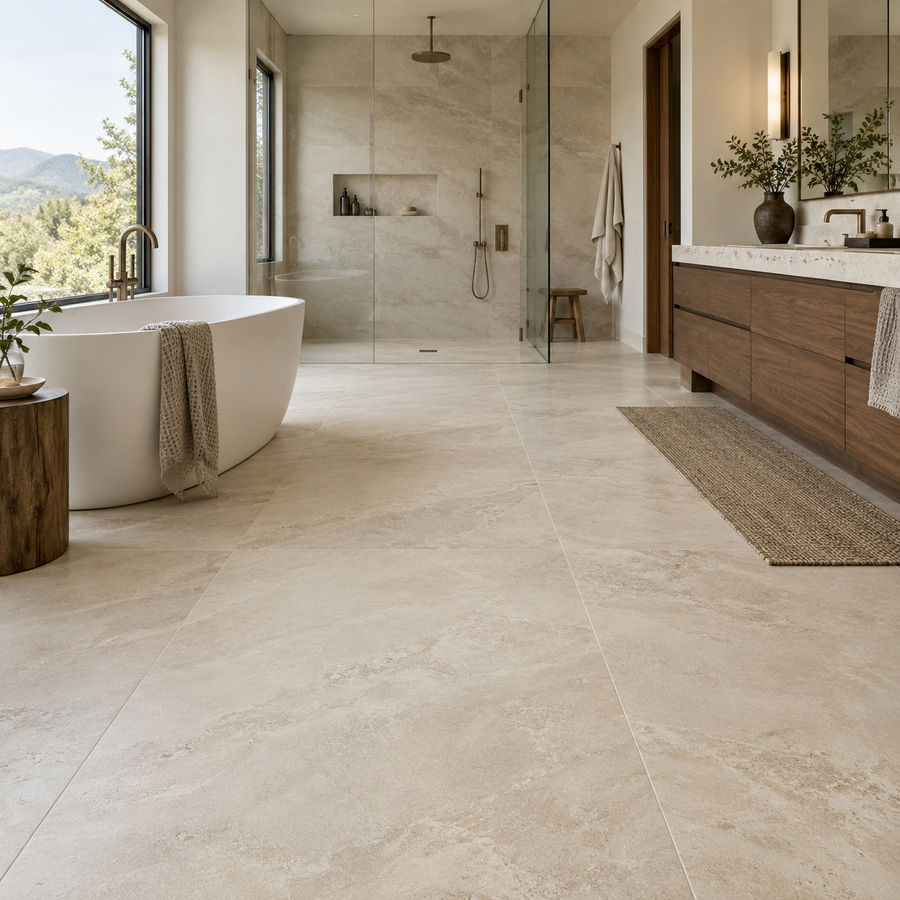 Large porcelain tile in a Forest Hill bathroom