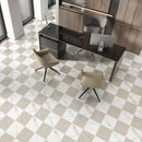 24x24 Calacatta Crema Checkered Matte Porcelain Tile