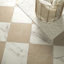 24x24 Calacatta Crema Checkered Matte Porcelain Tile