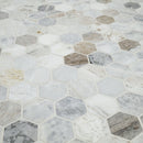 2" Capri Blue Hexagon Honed Marble Mosaic
