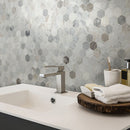 2" Capri Blue Hexagon Honed Marble Mosaic