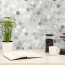 2" Capri Blue Hexagon Honed Marble Mosaic