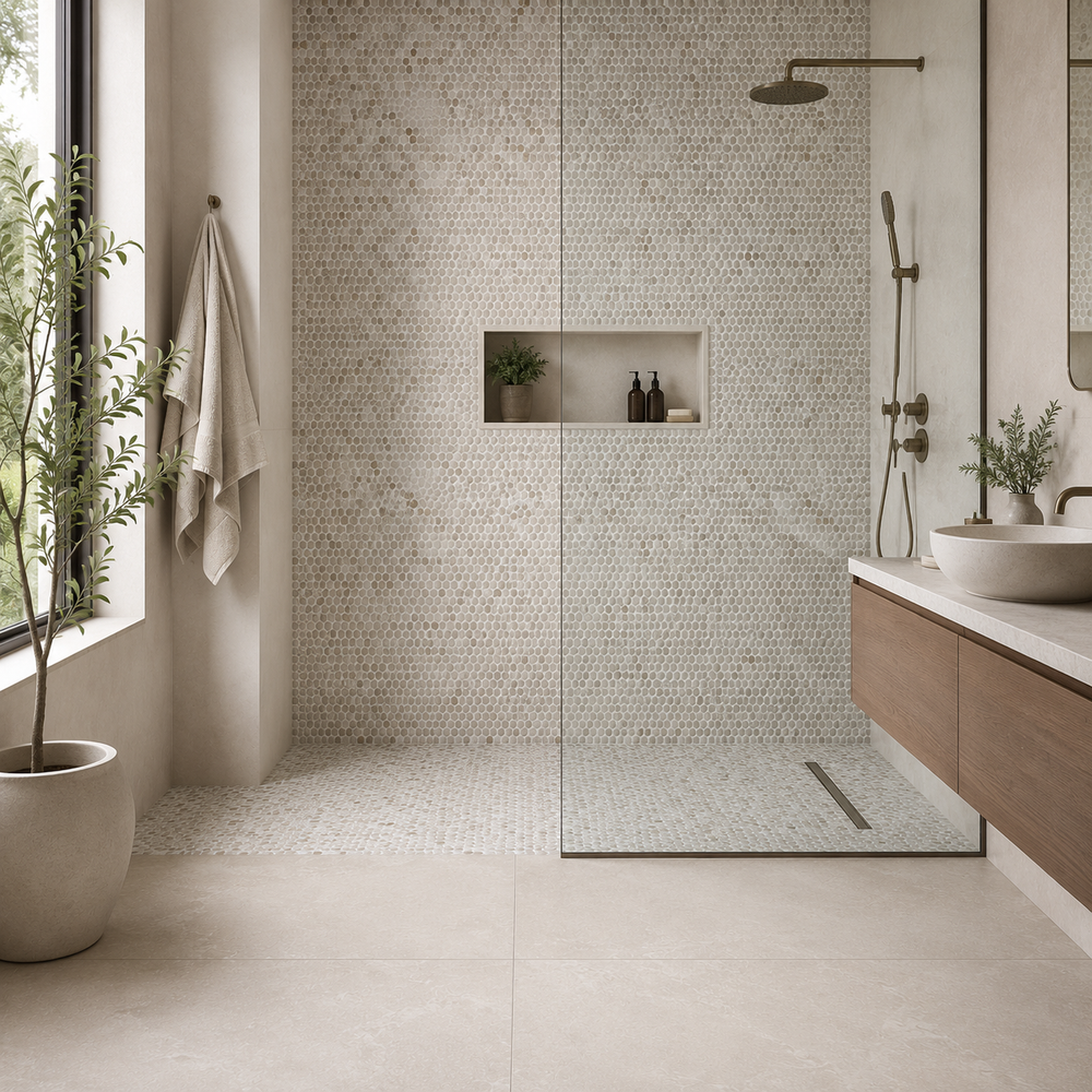 Mosaic tile for Ajax showers, niches and feature areas