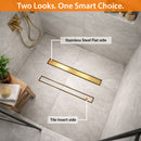 24" Stainless Steel Linear Shower Drain, Brushed Gold
