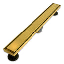 24" Stainless Steel Linear Shower Drain, Brushed Gold