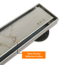 24" Stainless Steel Linear Shower Drain, Bright Clear Chrome