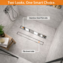 24" Stainless Steel Linear Shower Drain, Bright Clear Chrome