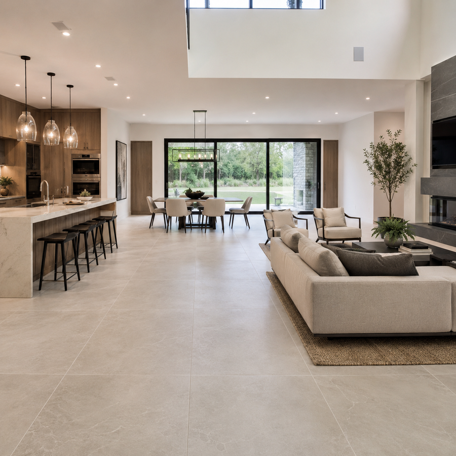Large porcelain tile in a Milton family home