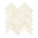 1.25x4 Ivory Beige Herringbone Honed Marble Mosaic