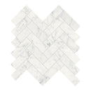 1.25X4 Herringbone Eternity White Polished Marble Mosaic