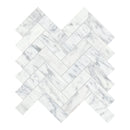 1.25x4 Silver Blanc Herringbone Honed Marble Mosaic