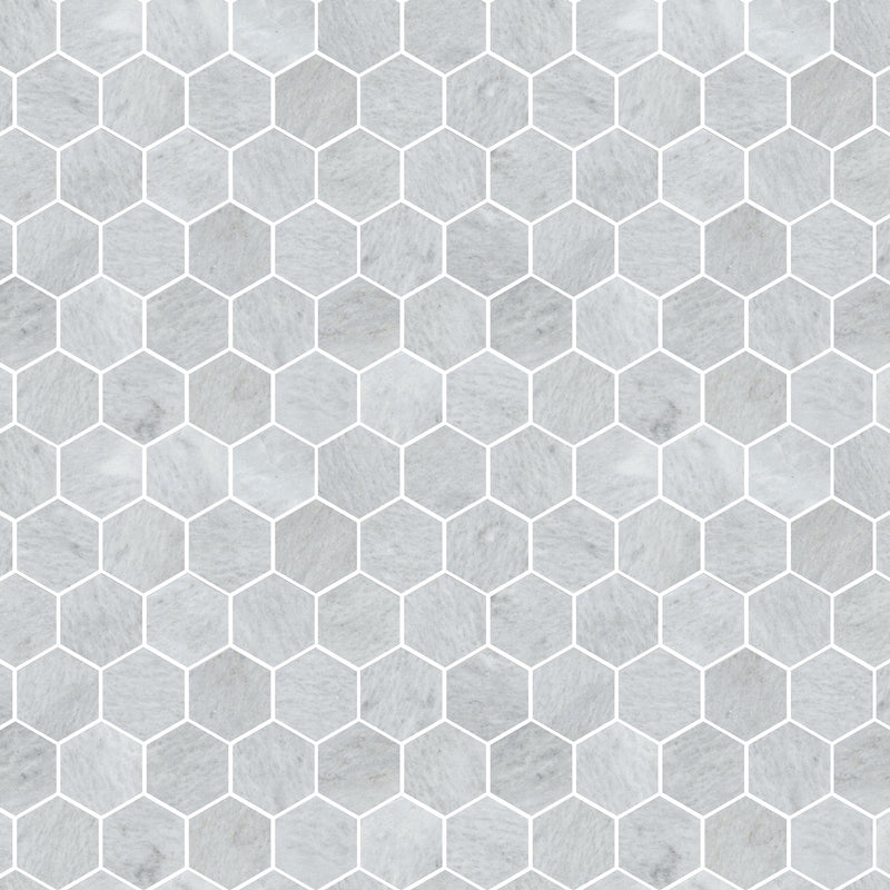 2X2 Hexagon Nimbus Gray Honed Marble Mosaic