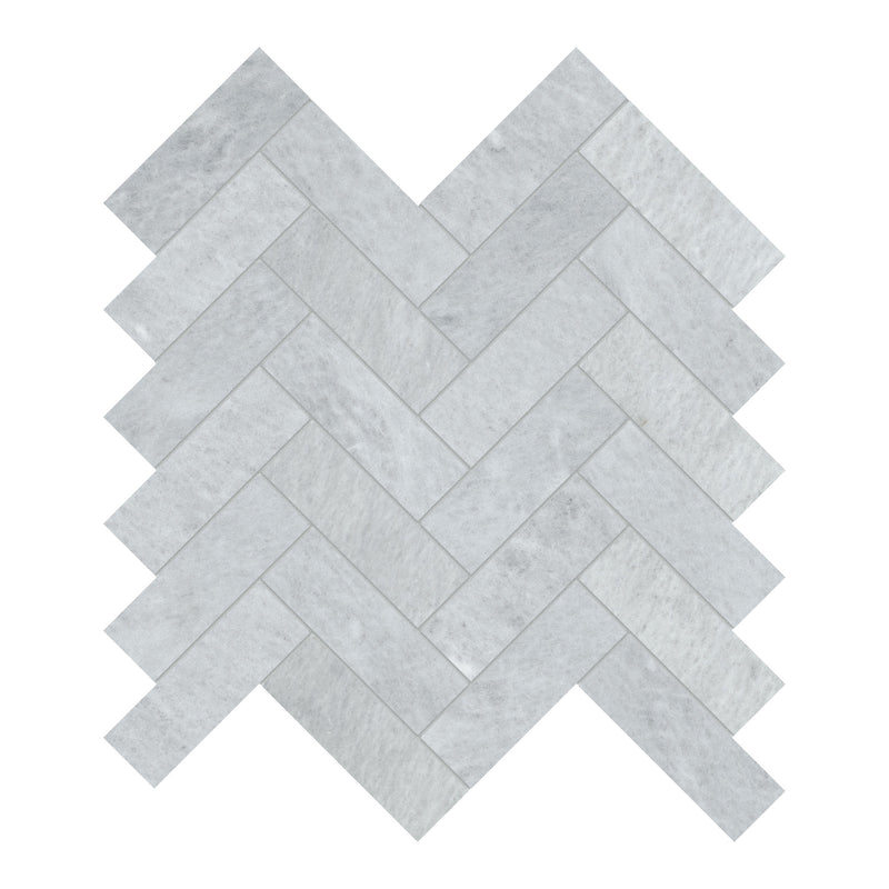 1.25X4 Herringbone Nimbus Gray Honed Marble Mosaic