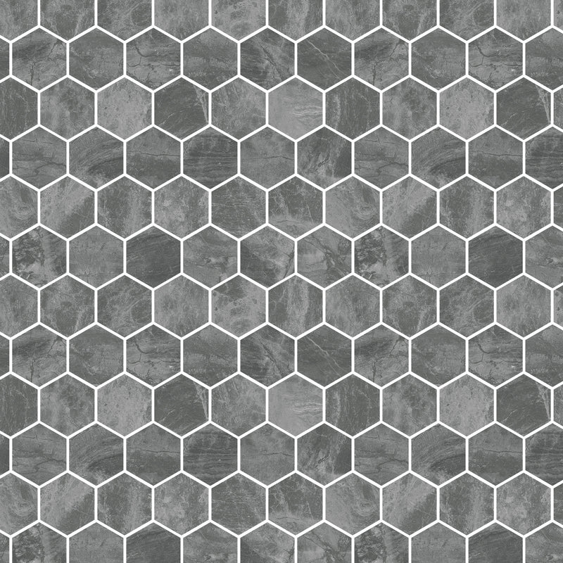 2X2 Hexagon Mystery Grey Brushed Marble Mosaic