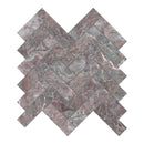 1.25x4 Herringbone Serene Wine Honed Marble Mosaic