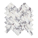 1.25X4 Herringbone Arabescato Purple Honed Marble Mosaic