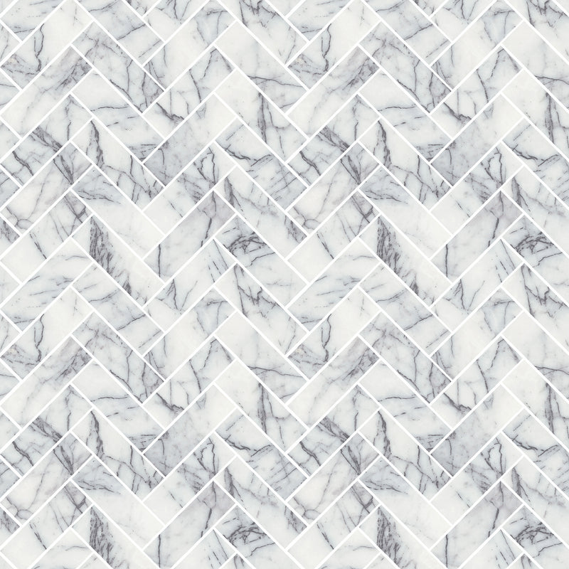 1.25X4 Herringbone Lilac Vector Honed Marble Mosaic