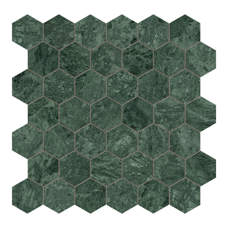 2x2 Emerald Empress Hexagon Polished Marble Mosaic