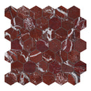 2x2 Rustic Ruby Hexagon Polished Marble Mosaic
