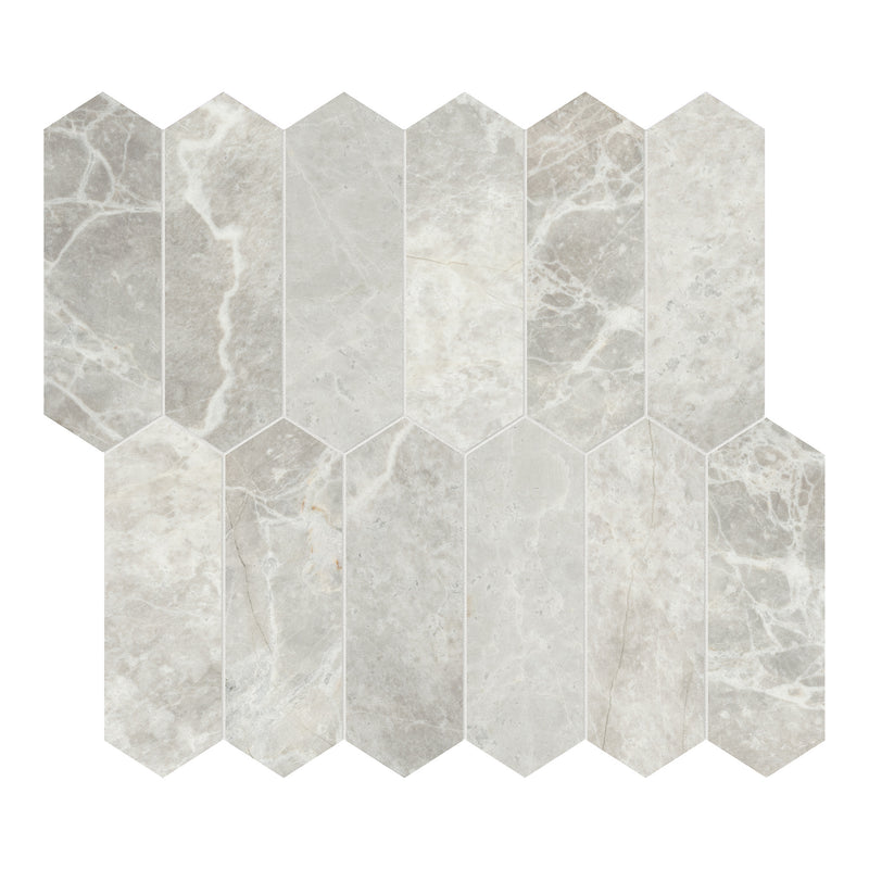 2x6 Nimbus Silverado Picket Honed Marble Mosaic