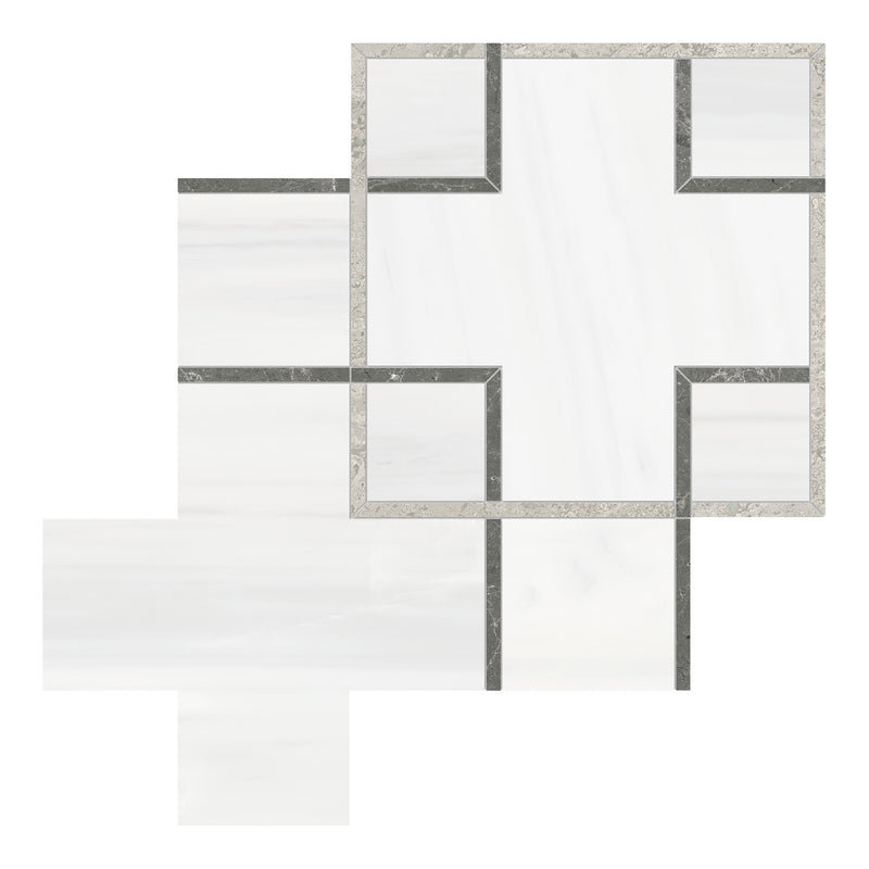 Celestia Puzzle Cloud Honed w/ Polished Accents Natural Stone Mosaic