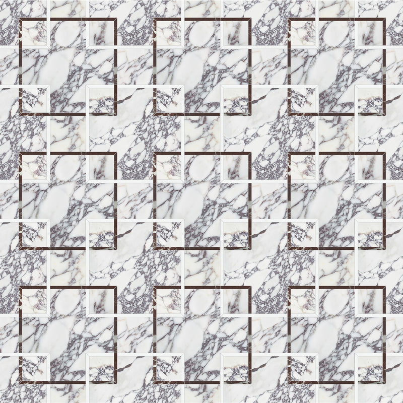 Celestia Puzzle Grey Honed w/ Polished Accents Natural Stone Mosaic