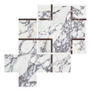 Celestia Puzzle Grey Honed w/ Polished Accents Natural Stone Mosaic