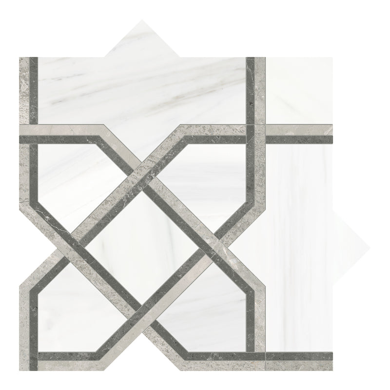 Celestia Cross Cloud Honed w/ Polished Accents Natural Stone Mosaic