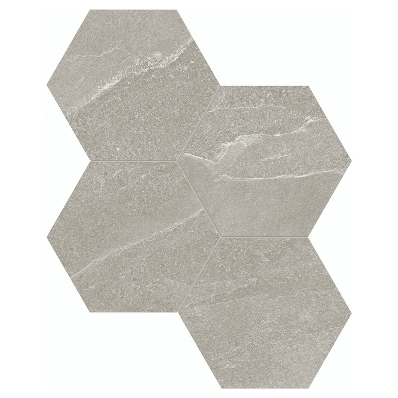 6" Hexagon Nevado Grey Porcelain Matte Color Body Mosaic