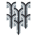 Celestia Arch Black Polished w/ Honed Accents Natural Stone Mosaic