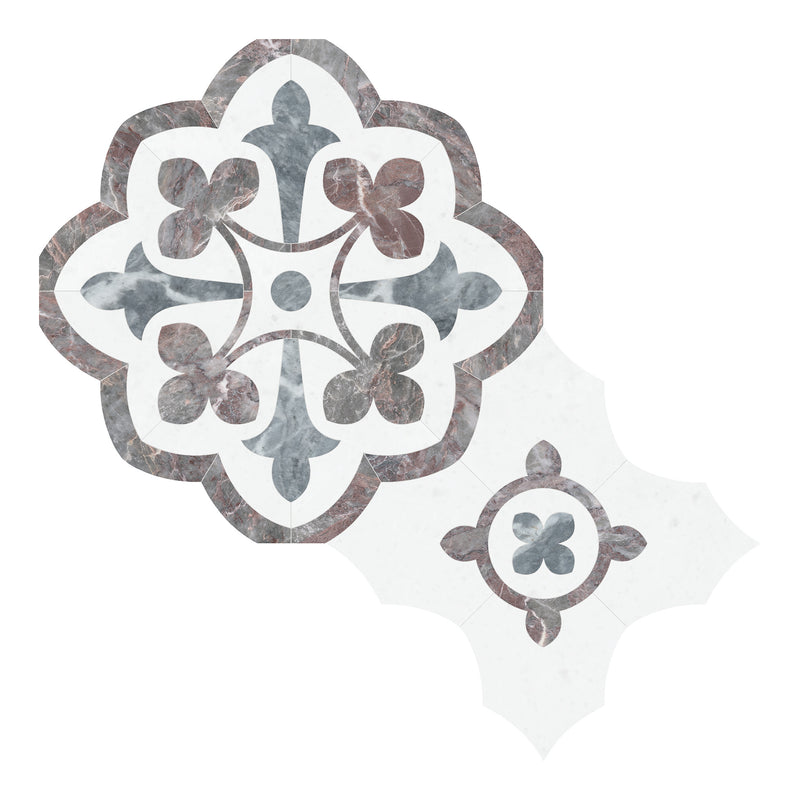 Celestia Flower Burgundy Honed Natural Stone Mosaic