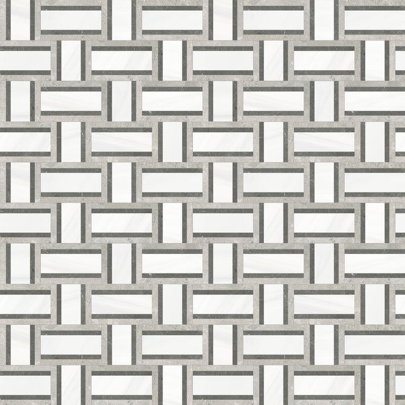 Celestia Tweed Cloud Honed w/ Polished Accents Natural Stone Mosaic