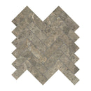 1.25x4 Graphite Velvet Herringbone Polished Marble Mosaic