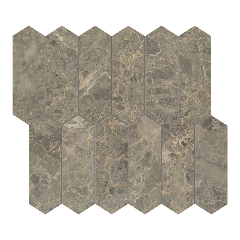 2x6 Graphite Velvet Picket Honed Marble Mosaic