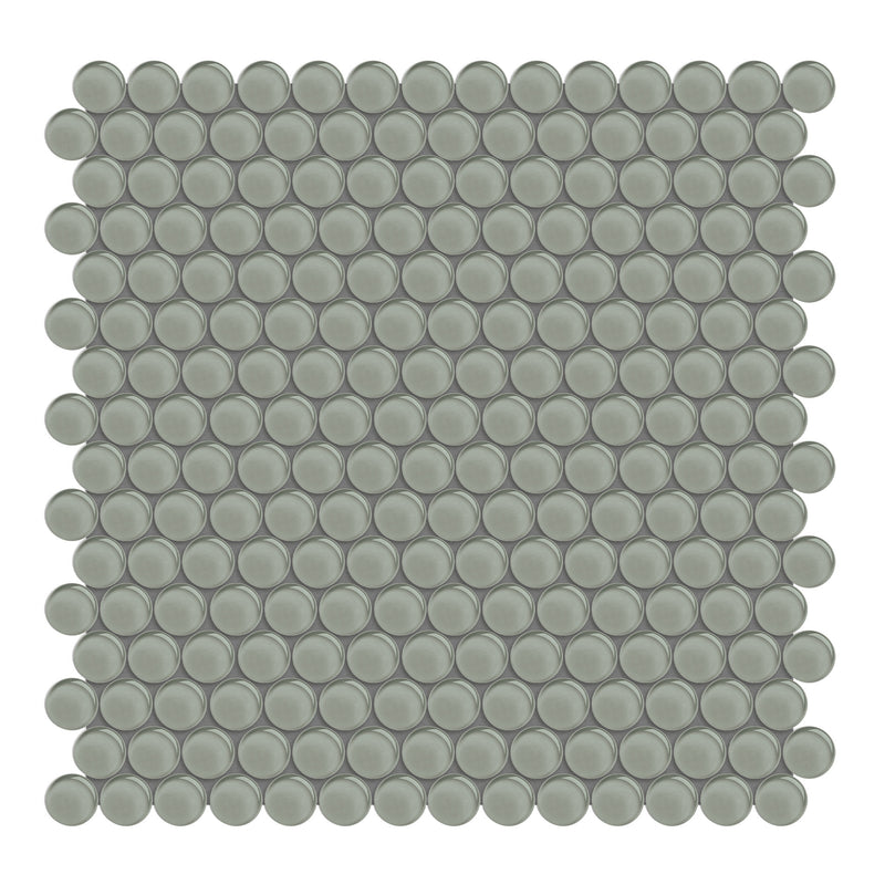 Penny Round Sollenn Taupe Glass Mosaic