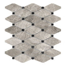 Clipped Diamond Apache Grey Marble Polished Mosaic