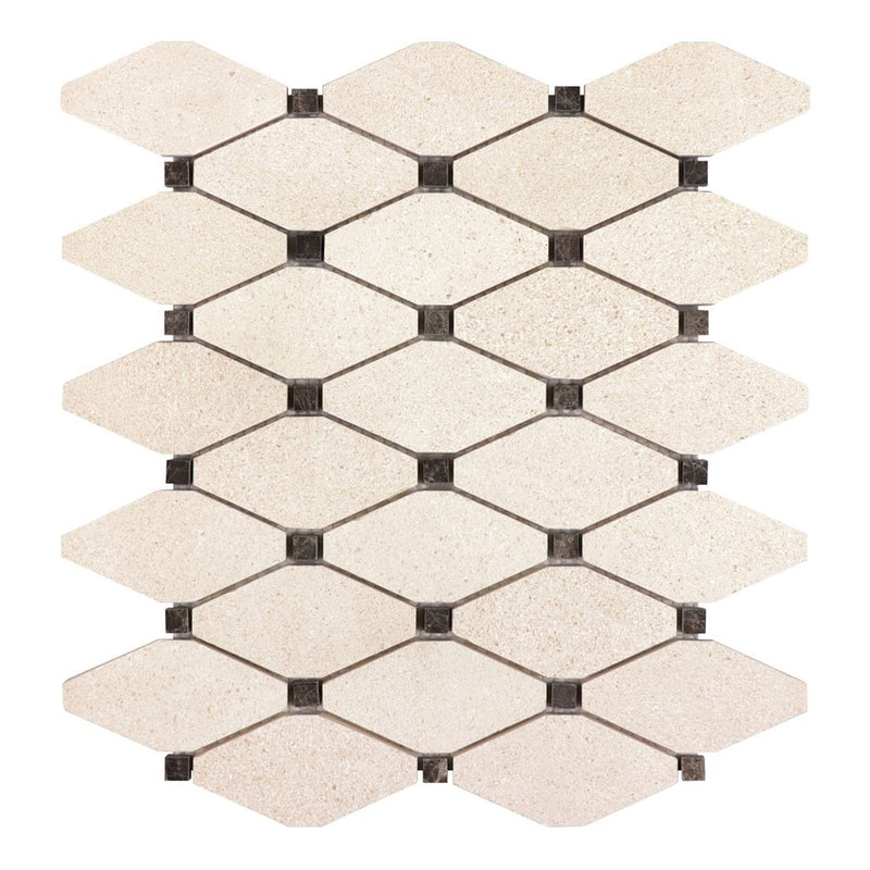 Clipped Diamond Olivia Ivory Limestone Polished Mosaic